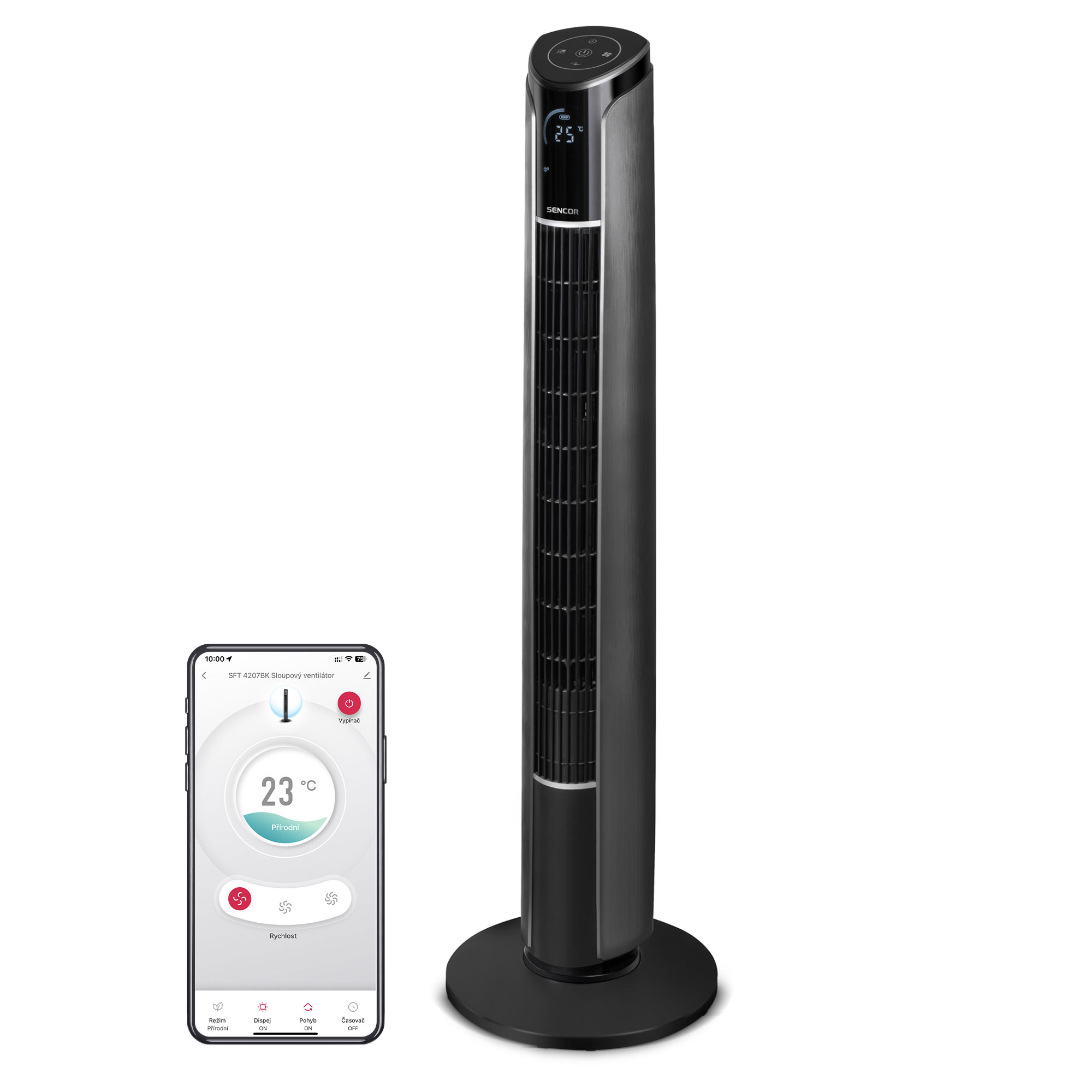 Sencor SFT 4207BK Sloupový ventilátor Wi-Fi SmartBreeze